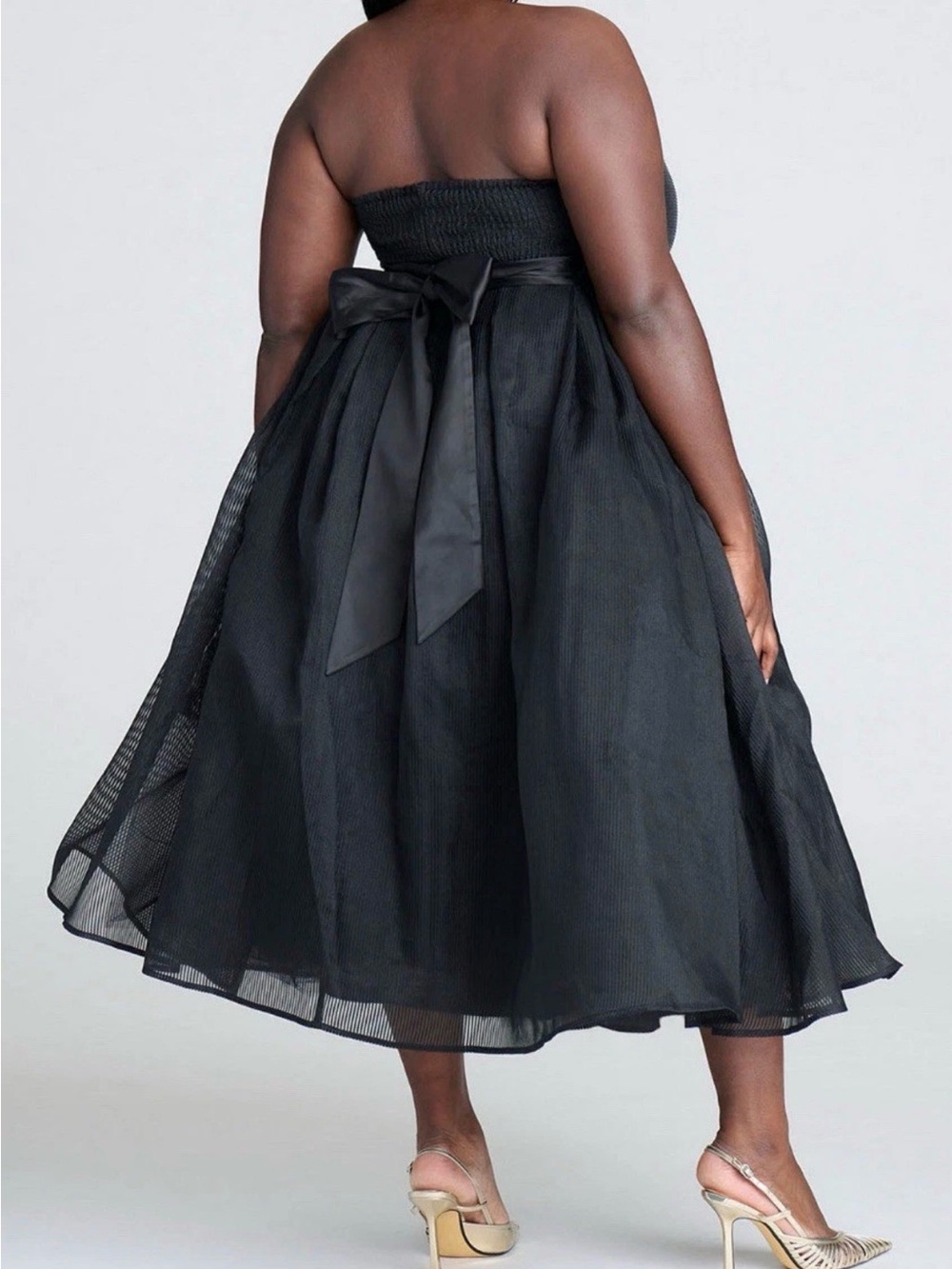 Eloquii Black Organza Strapless Midi Dress NWT 20 Plus Formal Cocktail Party